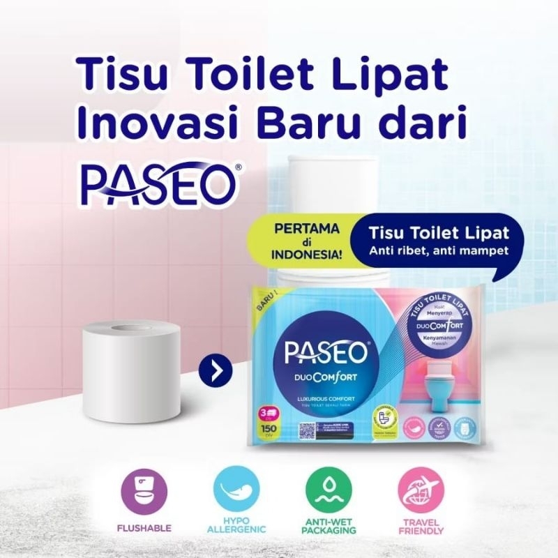 Tisu toilet lipat paseo/Tisu Paseo duo comfort