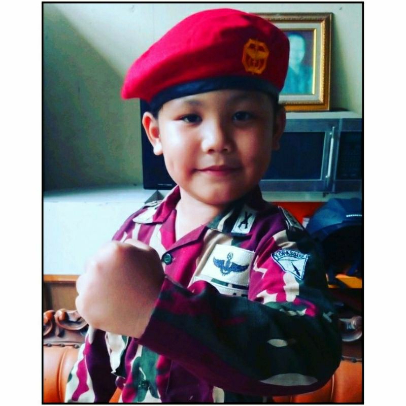 Stelan Anak Kopasus - Seragam Stelan Anak PDL TNI Kopassus - Baju Celana Anak TNI Loreng Kopasus - S