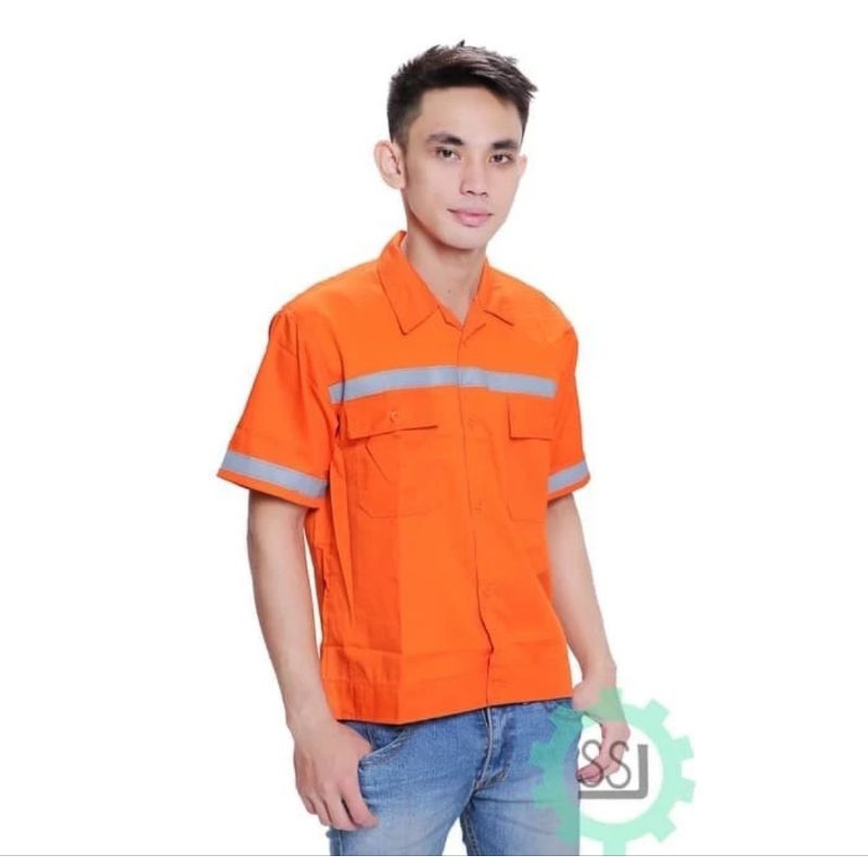 Baju Safety Kerja Proyek / Baju Atasan Lengan Pendek / Baju Safety Murah