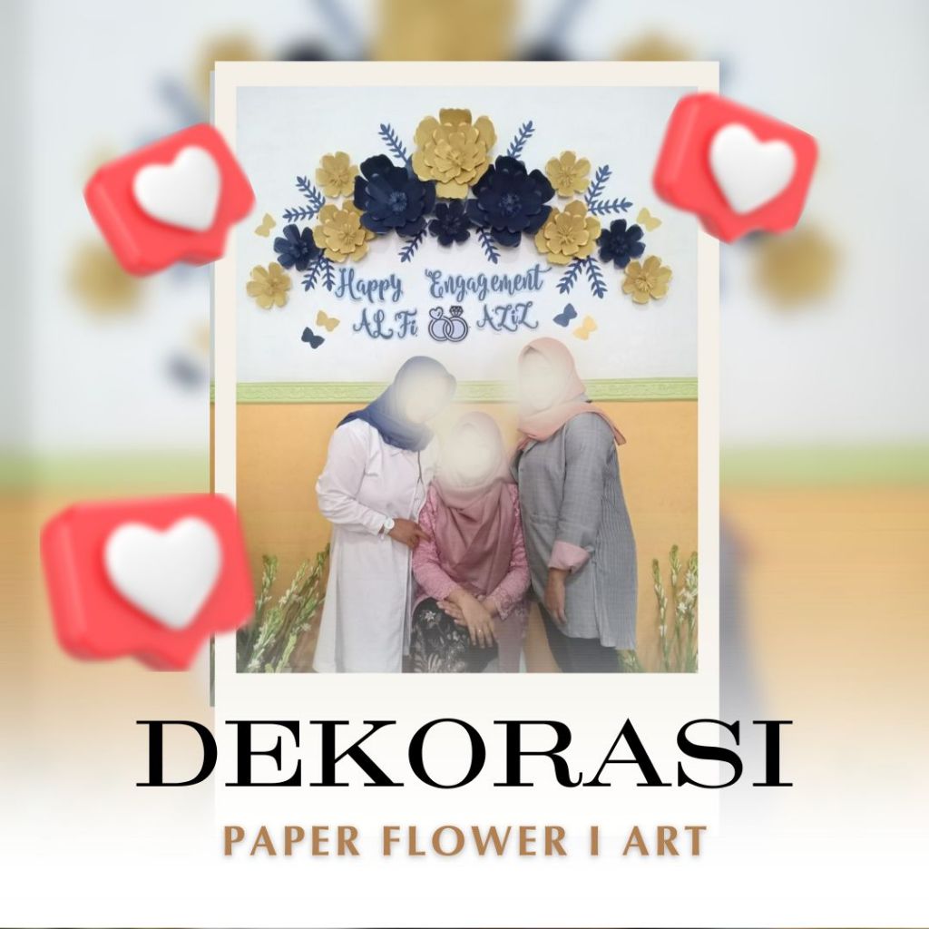 paper flower gold emas elegan untuk dekorasi pesta / hiasan ultah / tasyakuran 4 bulanan / 7 bulanan