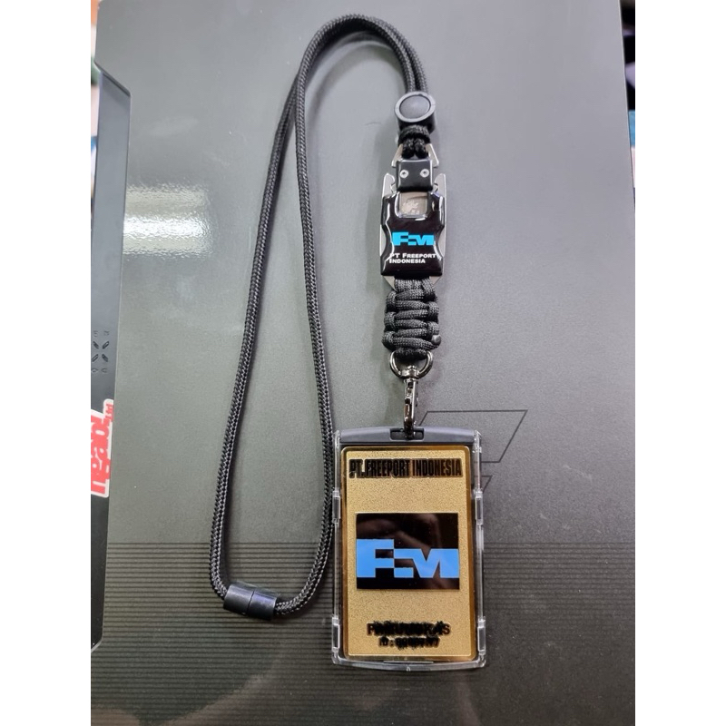

Gantungan id card tali lanyard id card logo fm lambang pt freeport