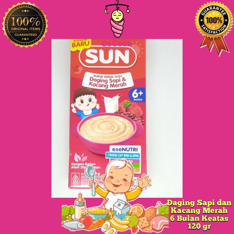 Camilan MPASI Bubur Bayi 6 Bulan Sun Daging Sapi Kacang Merah 120 gr