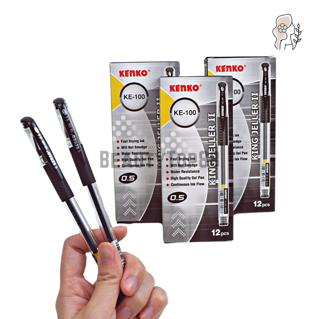 

Pulpen Gel Kenko KE-100 King Jeller II 0.5 mm - Bolpen Pena Grosir Warna Hitam Black isi 12 PCS [PER LUSIN]