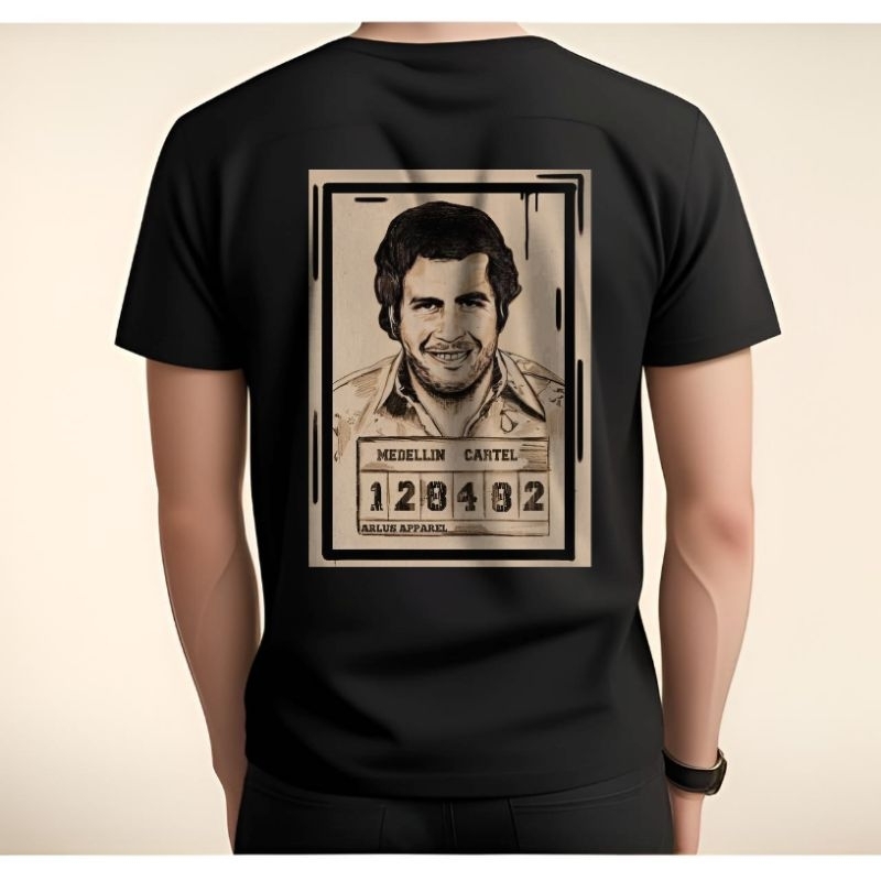 KAOS DISTRO HITAM PRIA DAN WANITA DEWASA PABLO ESCOBAR CARTEL DE MEDELLIN COTTON COMBED S/M/L/XL/XXL