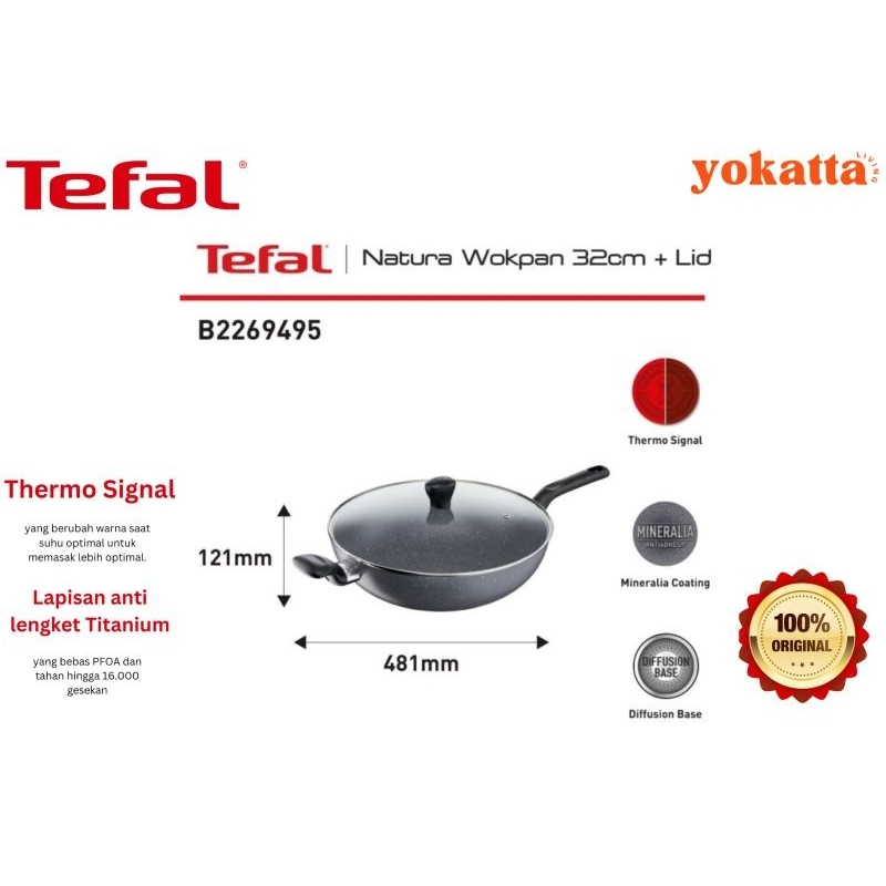 Tefal Natura Wokpan 32cm Lid