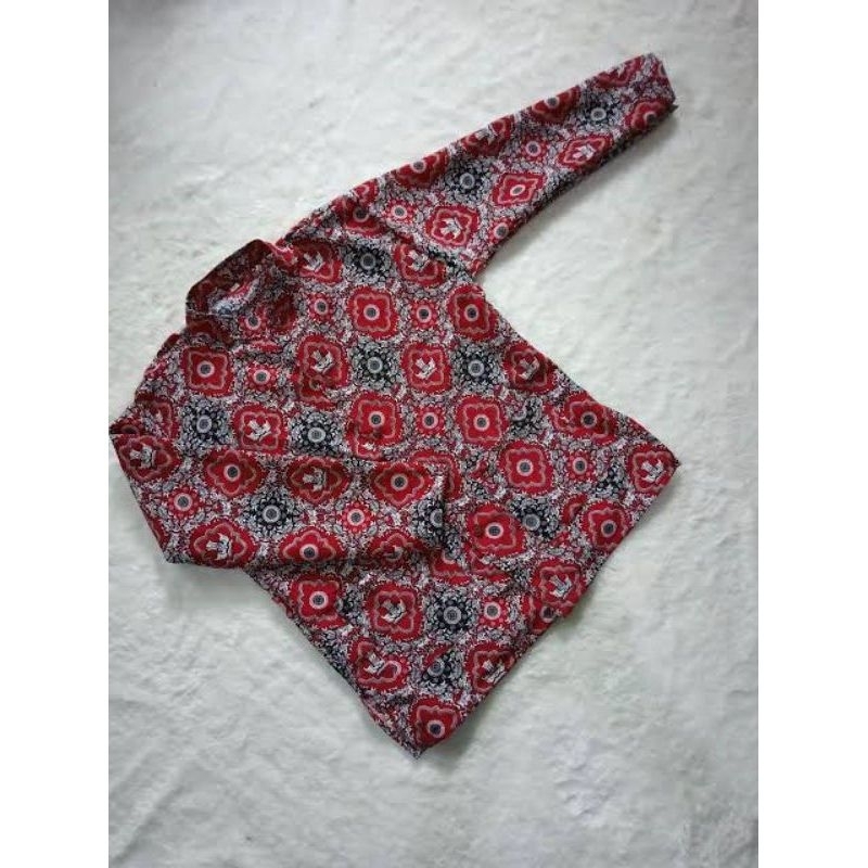 Baju Batik Merah Sekolah SD Lengan Pendek Seragam Negri(UNISEX) KELAS 1-6
