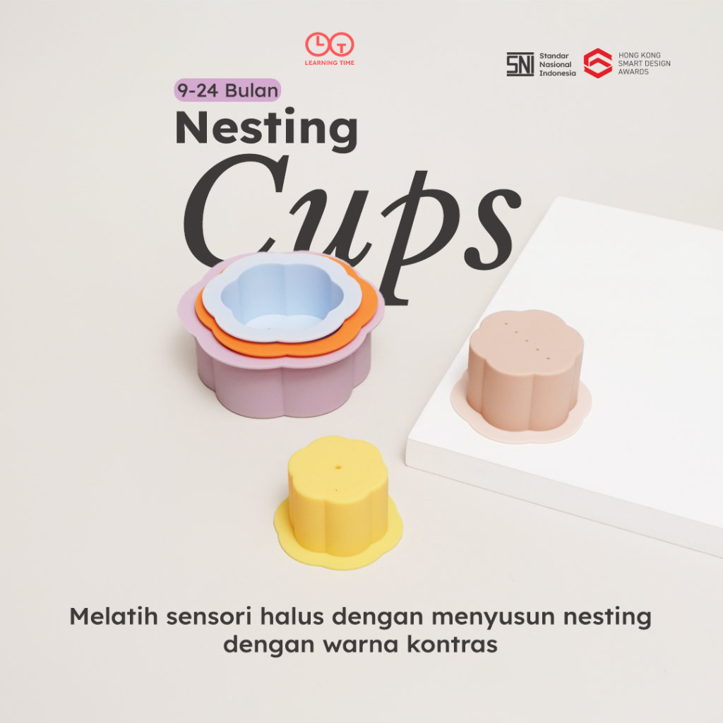 Learning Time-Nesting Cups-Melatih Fokus Anak/Mainan Motorik Halus/Mainan Edukasi Anak 1 Tahun/Learn
