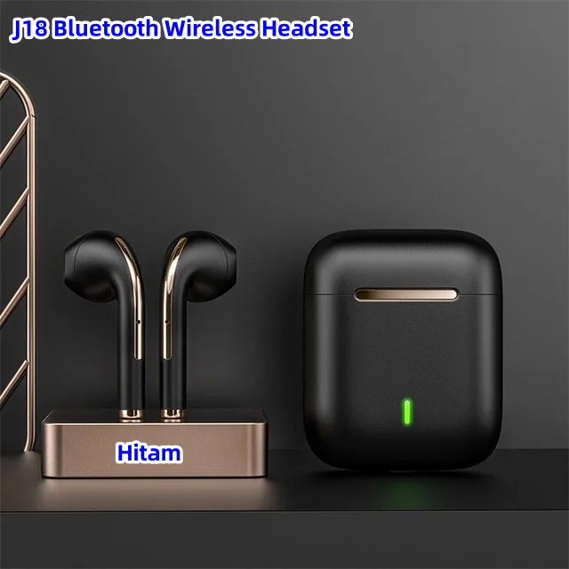 J18 bluetooth headset nirkabel binaural cerdas peredam bising TWS headphone olahraga stereo in-ear