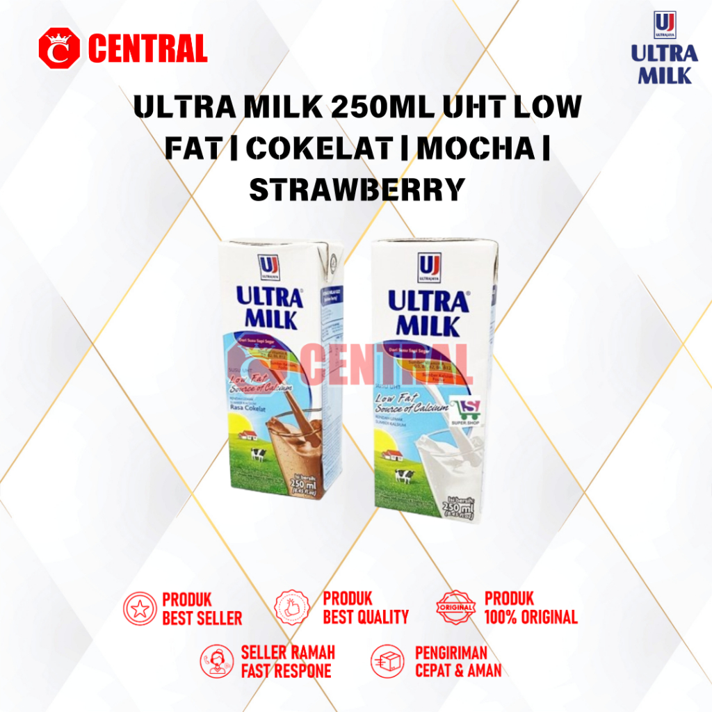 

ULTRA MILK 250ML UHT LOW FAT | COKELAT | MOCHA | STRAWBERRY