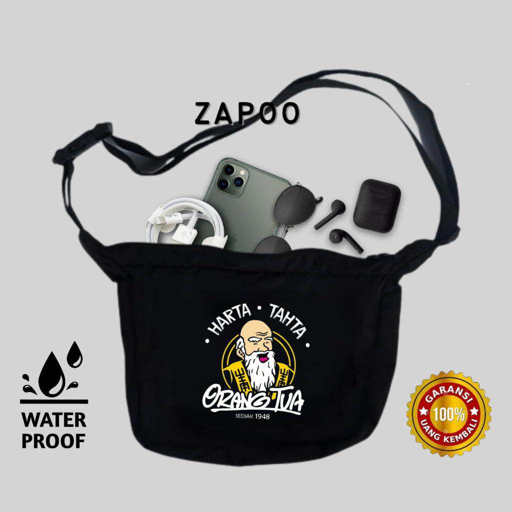 Sling bag pria canvas tas selempang pria waterproof anti air tas cowok tas selempang sekolah