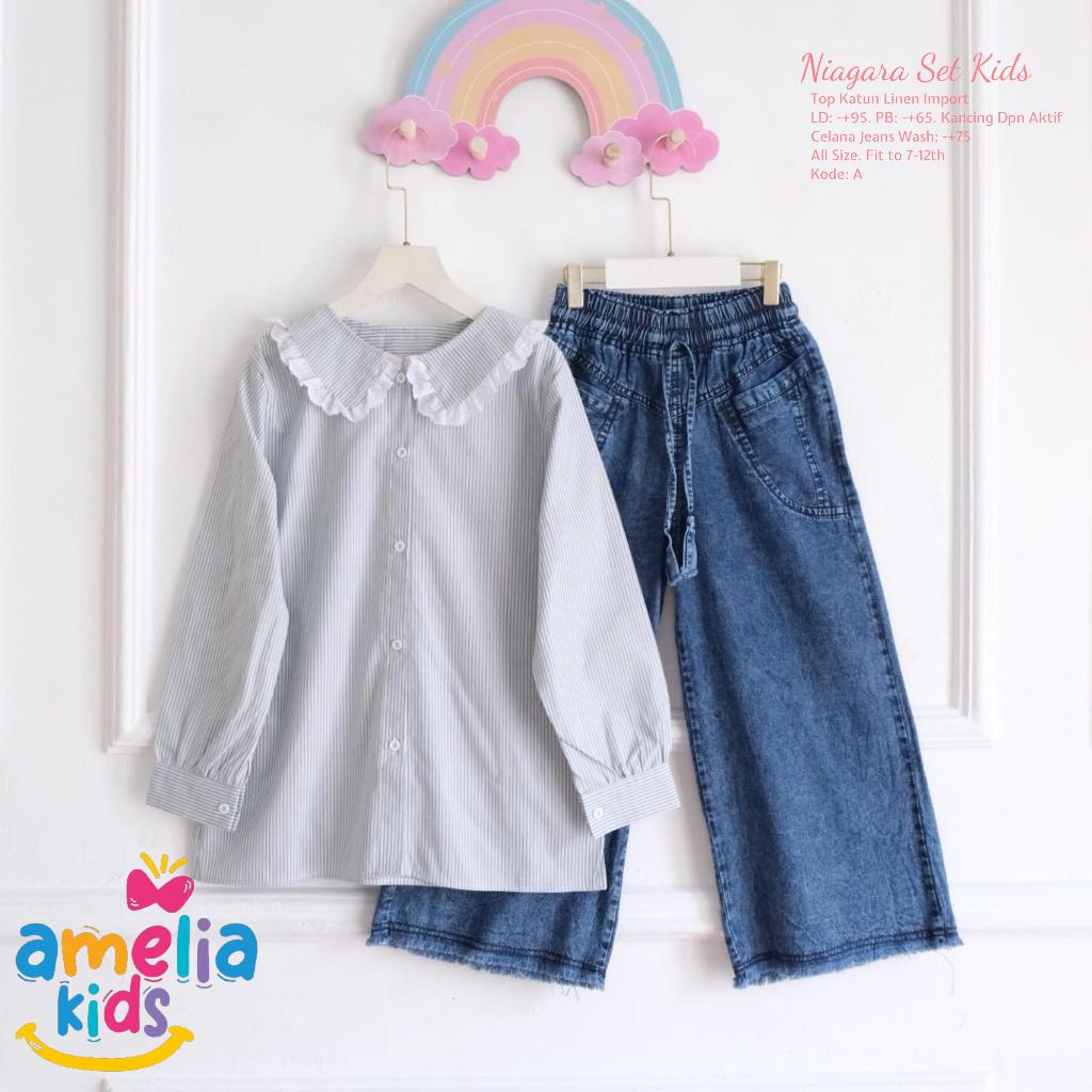 setelan jeans anak perempuan 7-12 tahun abigail aise aliya belvia camela claudy gamela haruka hilda 