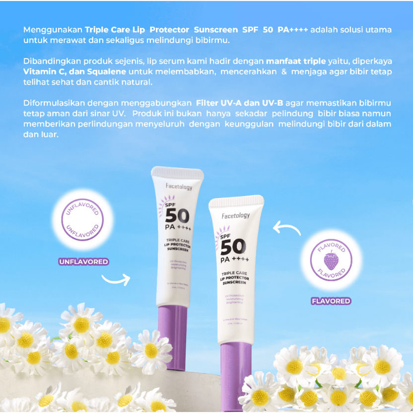 FACETOLOGY Triple Care Lip Protector Sunscreen Unflavor / Flavor