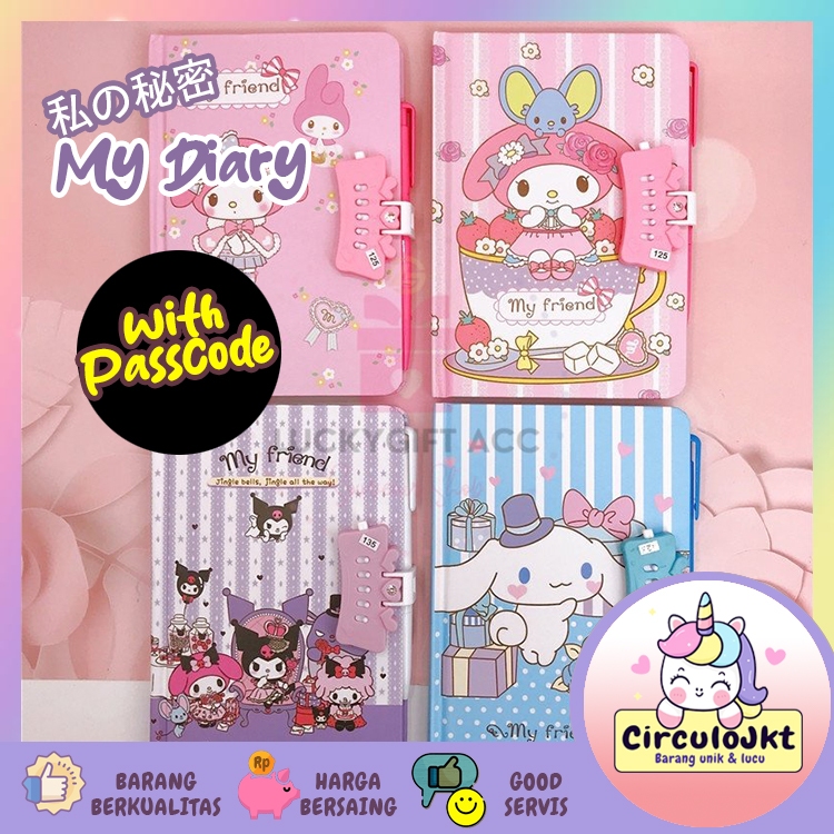 

Buku Daily Diary Dengan Lock Dan Pulpen /Note Sanrio Set Pulpen Dengan Pengaman Kode Kunci Hadiah