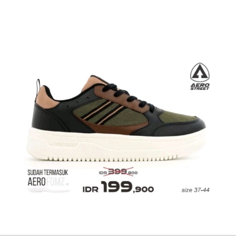 Aerostreet Oxford Natural Coklat Hitam - Sepatu Sneackers Pria Wanitq