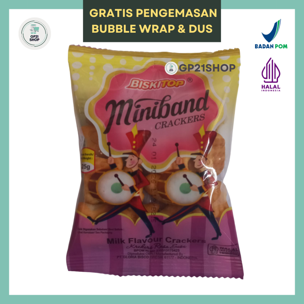 

Biskitop Miniband Crackers 25gr - Biskuit Snack Cemilan Murah Enak Kemasan Mini