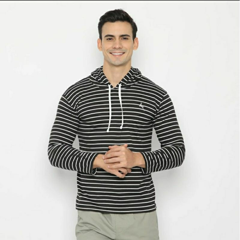 ROMP Kaos Hoodie Stripe Lengan Panjang Pria / hoodie salur / hoodie stripe / sweater salur / hoodie 