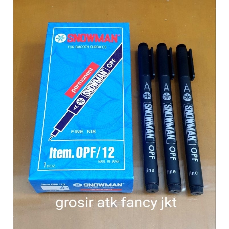 

Ay00! ( 12 Buah ) Spidol OHP Snowman OPM OPF Permanen Marker Hitam