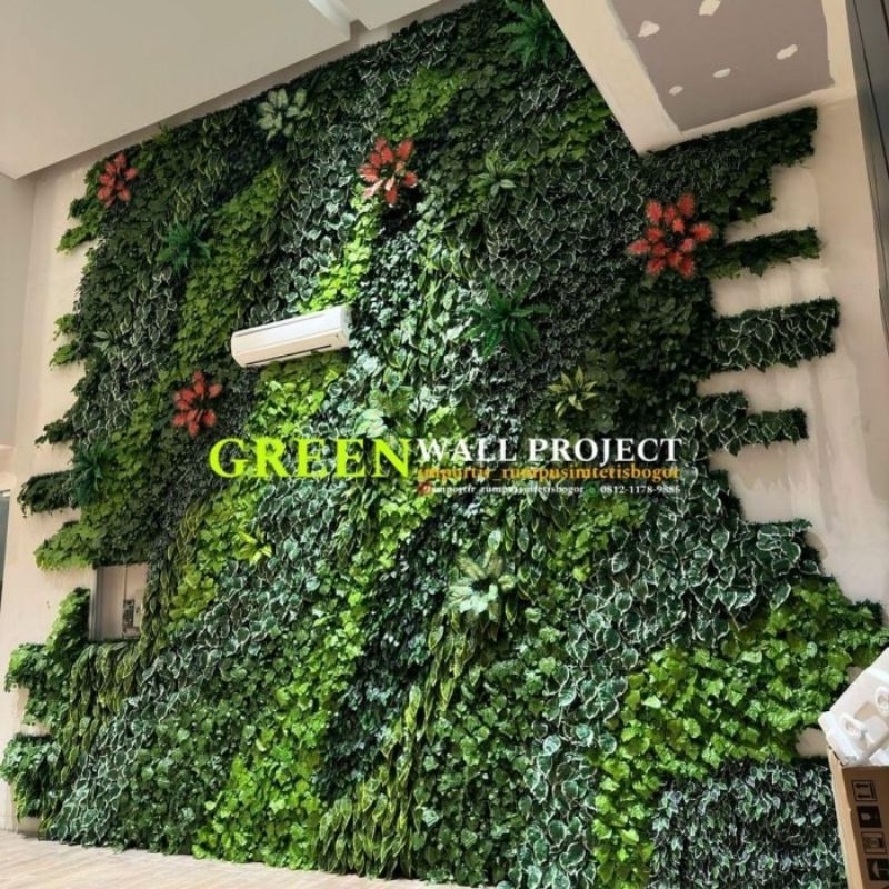 vertikal garden | jasa pembuatan vertikal garden artificial | pembuatan vertikal garden daun plastik