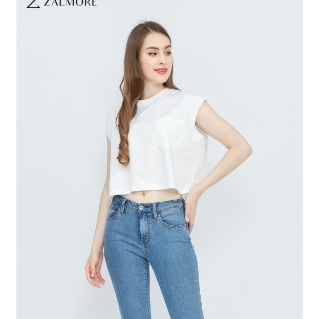 Zalmore Oversize Sleeveless TShirt  Kaos Oversize Wanita  Powder BlueM