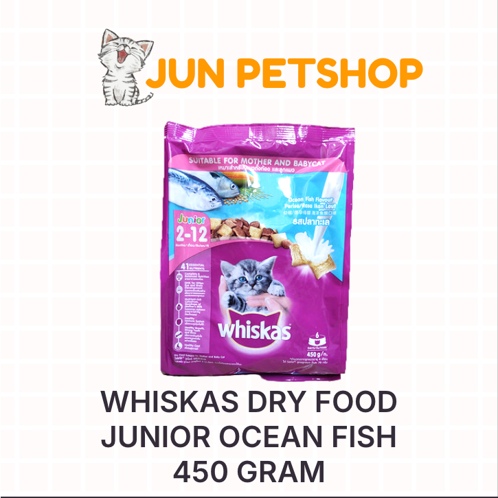 Whiskas Junior Ocean Fish - Makanan Kucing Kering - 450 Gram
