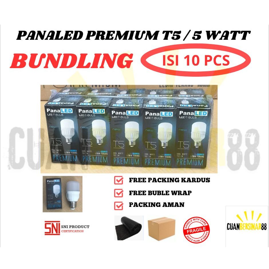 PAKET LAMPU LED 5 WATT 10PCS PANALED PREMIUM | LAMPU LED MURAH PANALED PREMIUM 5W