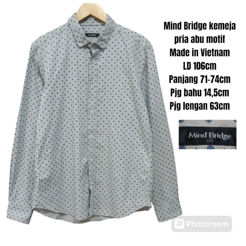 Mind Bridge kemeja pria abu motif