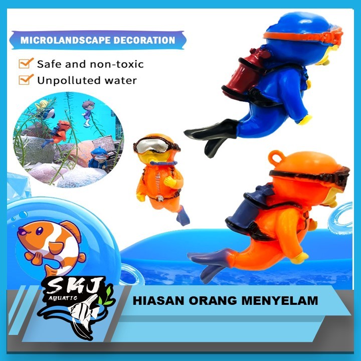 Miniatur Penyelam hiasan Aquarium HIASAN Ornamen Penyelam Aquarium Penyelam FLOATING dekorasi aquasc