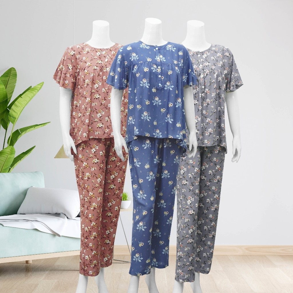 Lunaci Flower Series Naura Pyjamas / Baju Tidur / Piyama / Baju Wanita