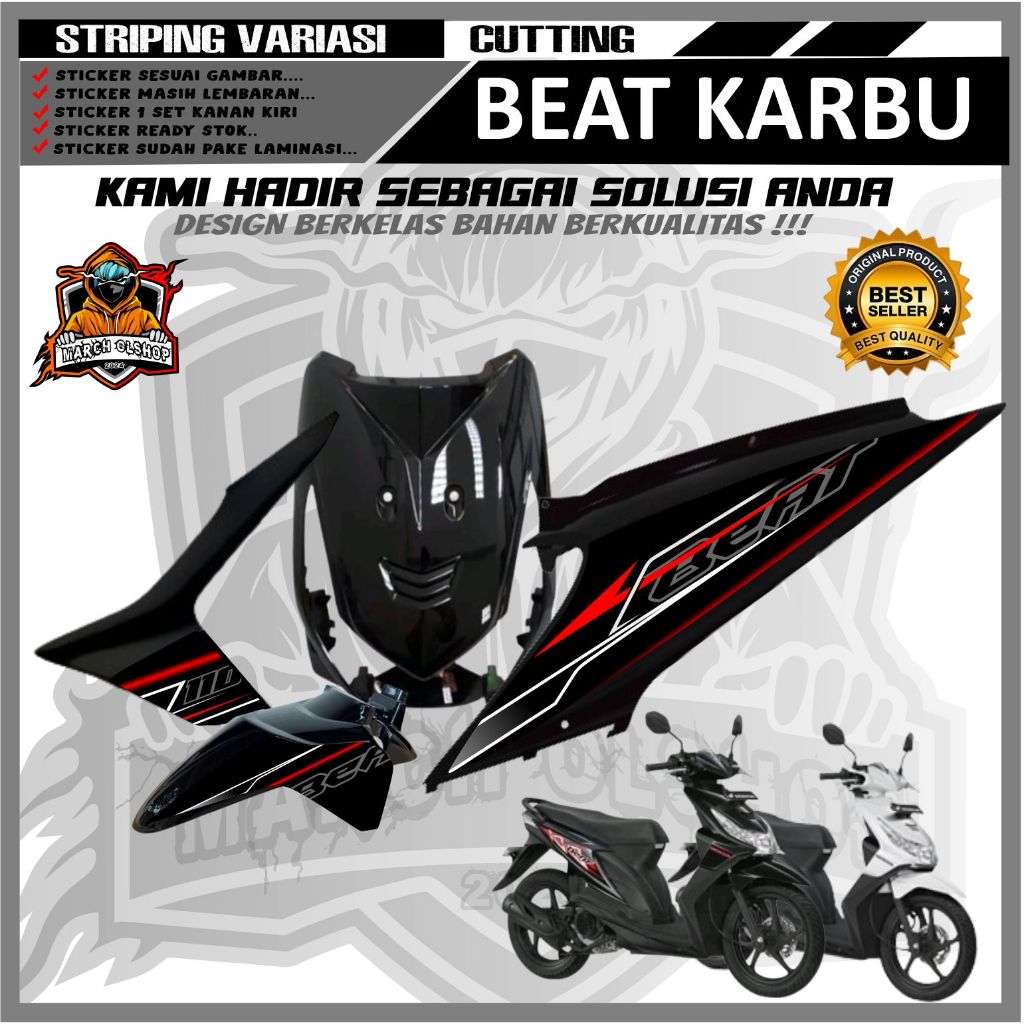 STRIPING BEAT KARBU,VARIASI SIMPLE BEAT ,STICKER MOTOR BEAT