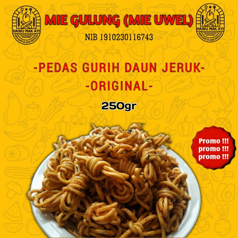 

Mie gulung (mie uwel) pedas gurih daun jeruk & original 250gr