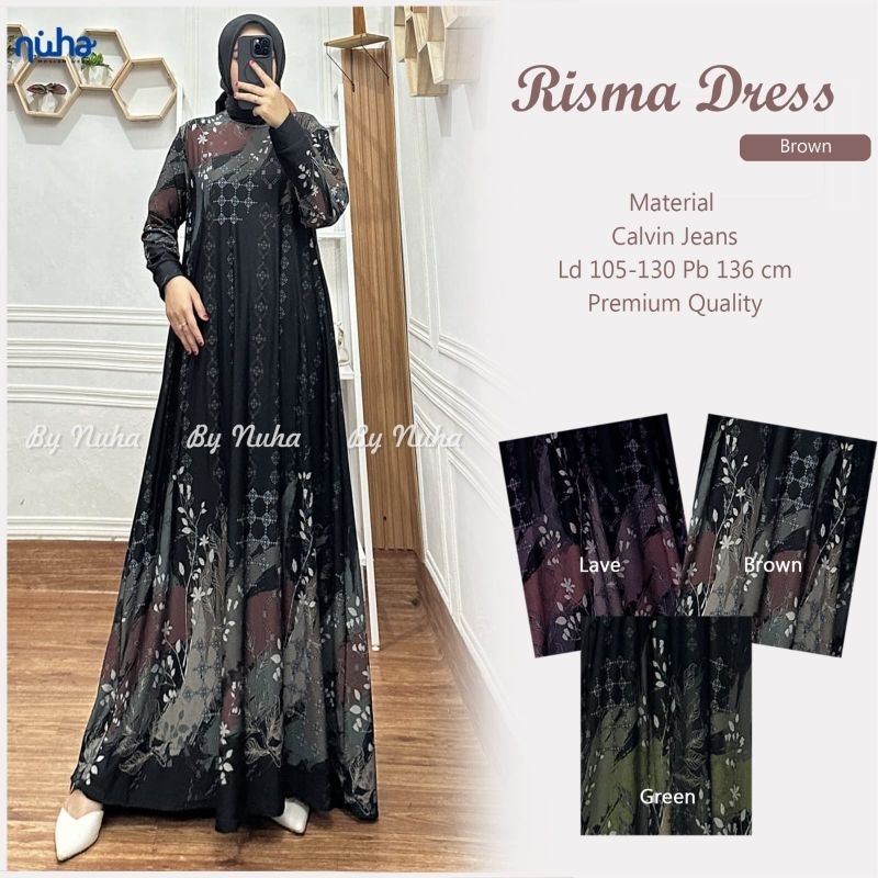 risma maxi dress ori nuha gamis jumbo ld 130 ld 140