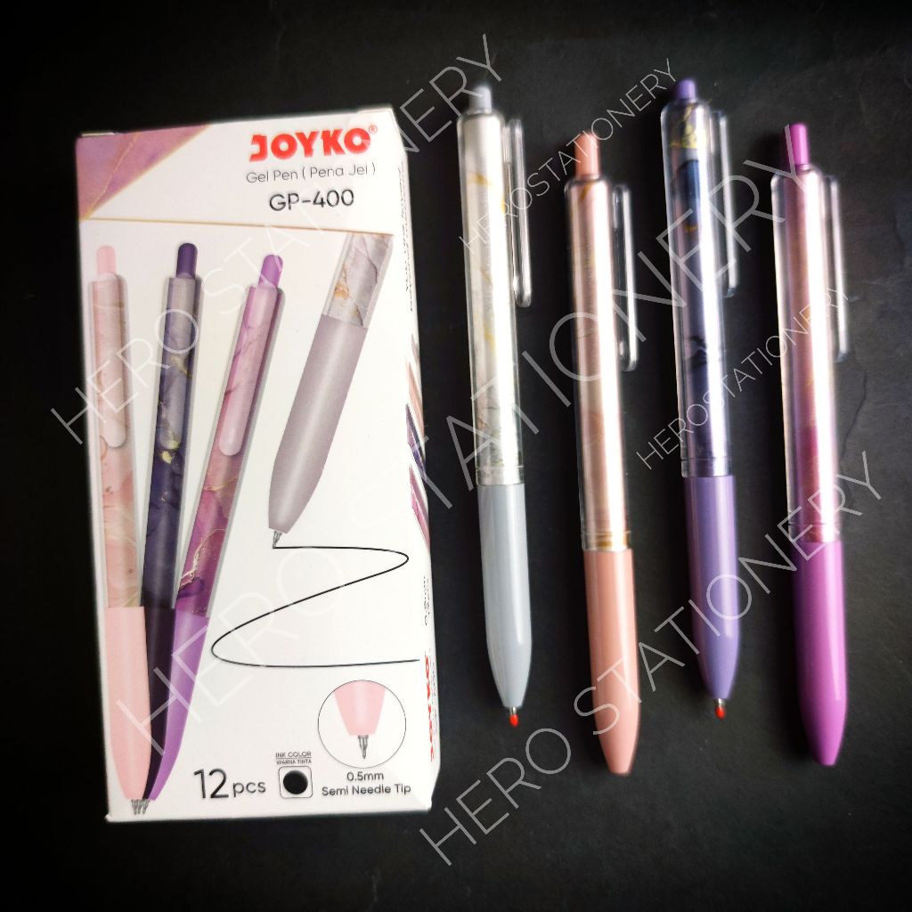 

Joyko pen pulpen gel metalic semi needle tip 0.5 mm GP-400 . 12 unit