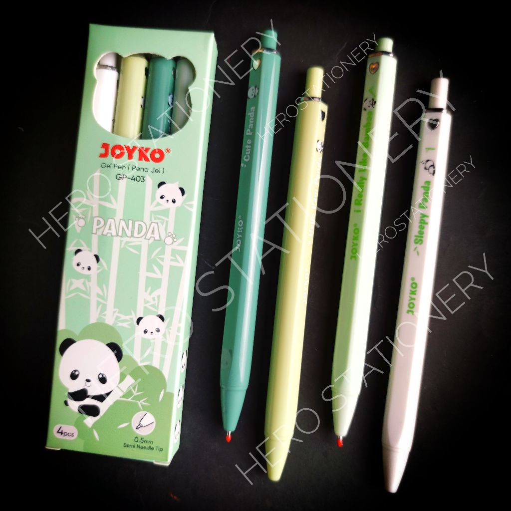 

Joyko pen pulpen gel panda semi needle tip 0.5 mm GP-403 . 1 set isi 4 pen