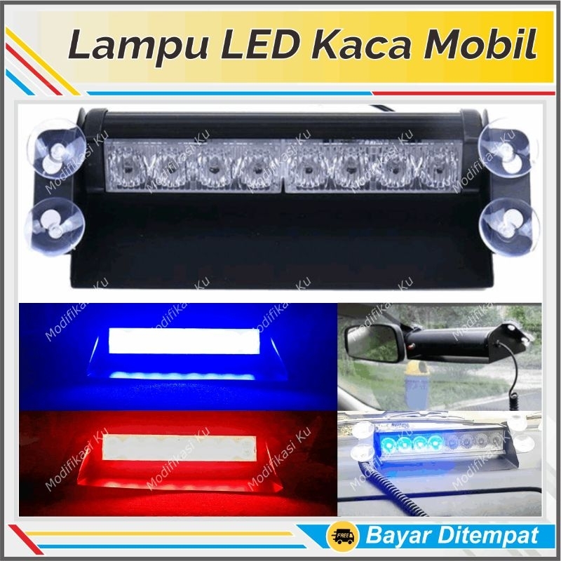 LAMPU LED MOBIL KEDIP TEMPEL KACA DASHBOARD KABIN DEPAN 8 TITIK MATA LED BIRU MERAH AVANZA XENIA JAZ