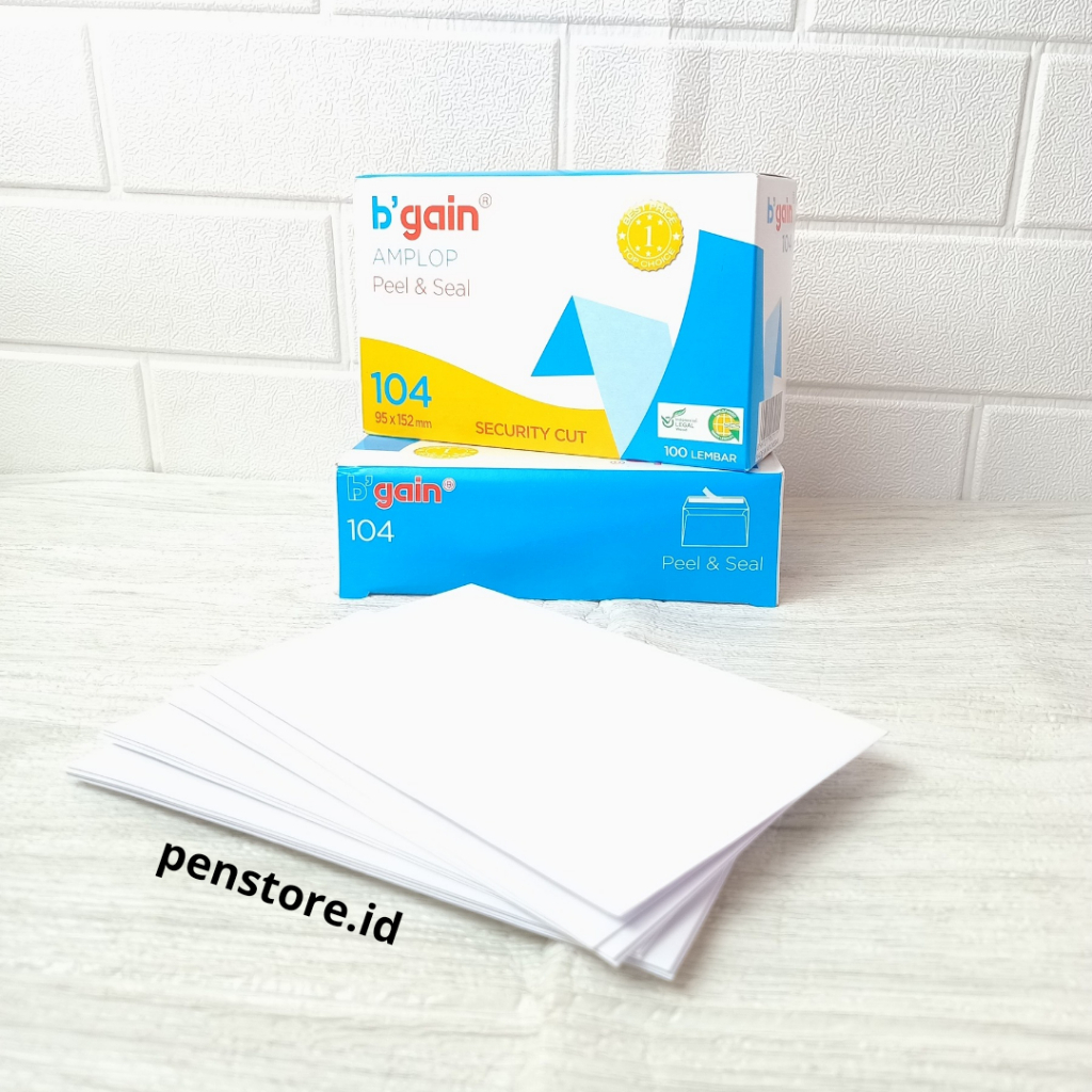 

(Pack = 100 lembar)Amplop B'gain No 104 (95x152)mm Peel & seal Isi 100 Lembar Putih - amplop bowo uang