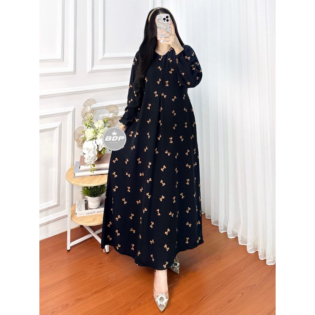 Dianputri - Daster Dress Maura Batik Cap Rayon Grade A Busui Resleting depan | Daster Wanita Lengan 