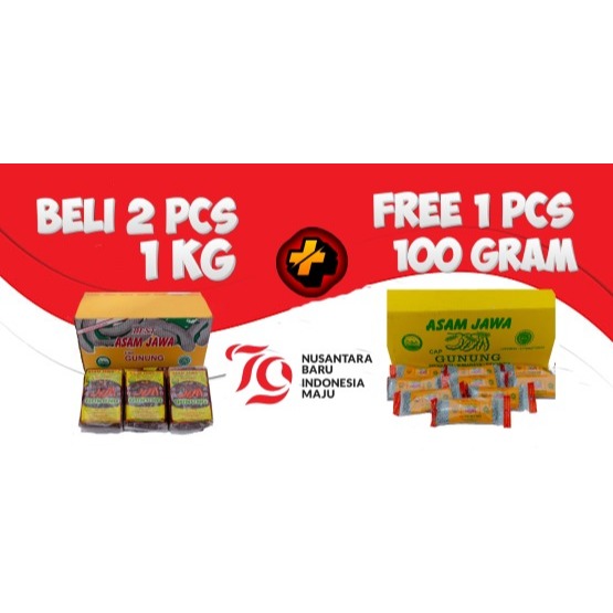 

PROMO MERDEKA 2 BKS ASAM JAWA TANPA BIJI KEMASAN 1 KG FREE 1 BKS ASAM TANPA BIJI 100GR