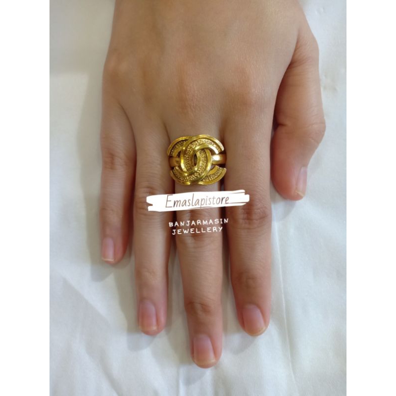 Cincin Rampit Lingkar Gradasi {C} Lapis Emas 999 Banjar