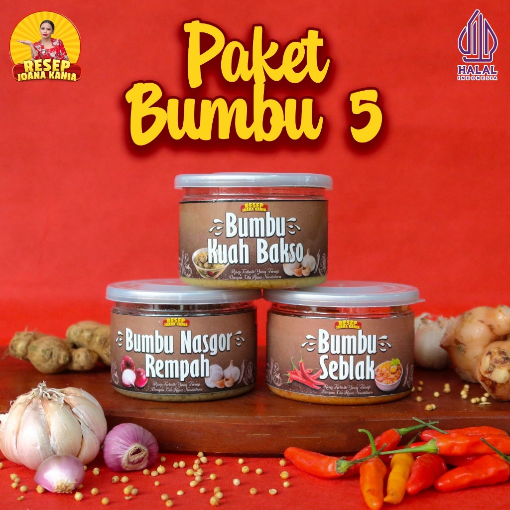 

Paket Hemat 5, Bumbu RSJ / Bumbu Kuah Bakso, Nasgor Rempah, Seblak / Bumbu Masak Praktis Instan / Halal MUI
