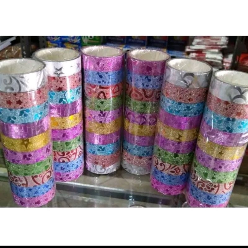

10 PCS solatip Glitter Motif warna warni