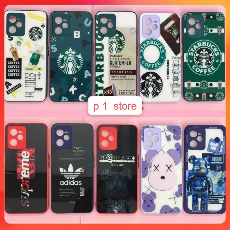 Case Vivo V20 V21E V23 V25 Pro Y75 Y22 Y16 Casing Corak Kaca Abstrak + Casing Pelindung Camera