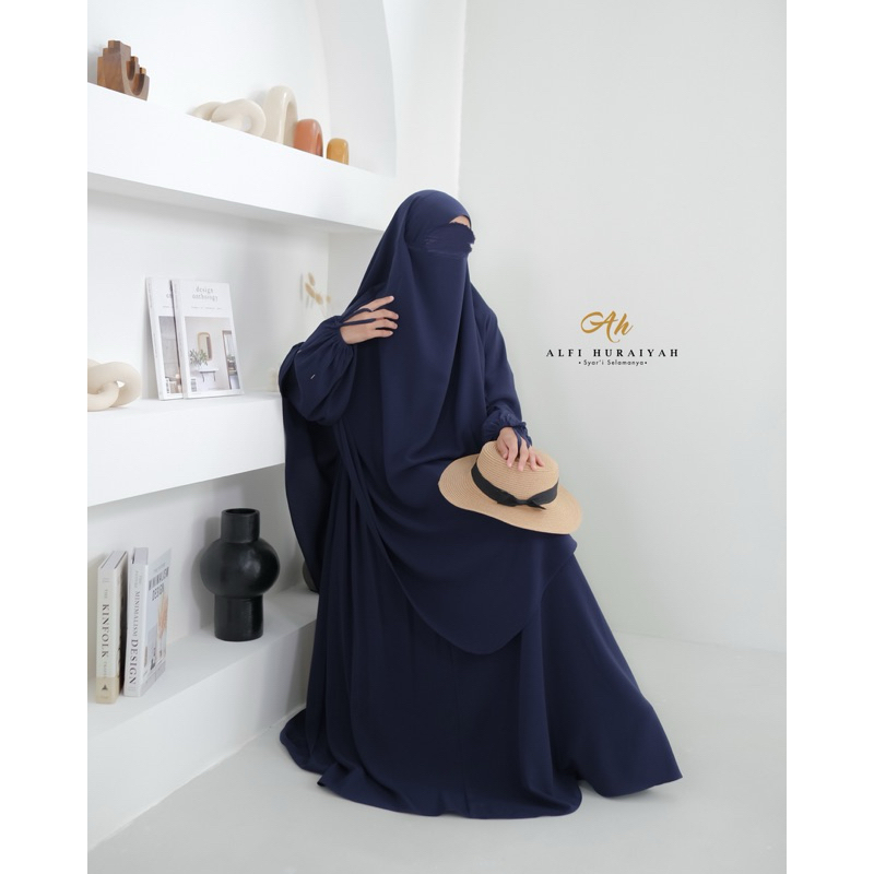 Gamis Hydra Navy XL by Alfi Huraiyah (tanpa khimar)