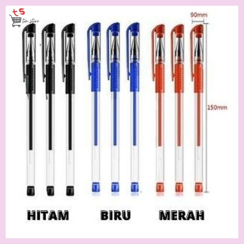 

Pulpen / Pena / Balpoin / Alat Tulis Mimi Gel 0,5mm Hitam, Biru, Merah