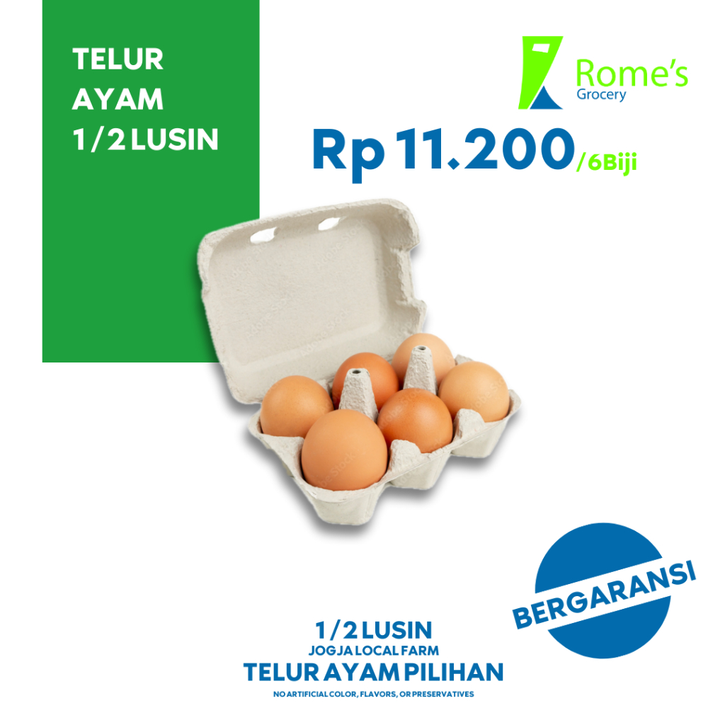 

Telur Ayam 1/2 Lusin | 40 - 65gr I Local Fresh I Bergaransi | Romes Grocery