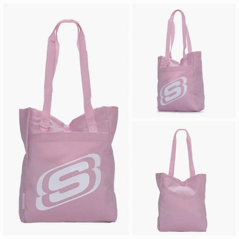 100% ORIGINAL SKECHERS CITY TOTE BAG WOMEN - BLACK dan PINK Kode Produk: SKETBT8463BK22