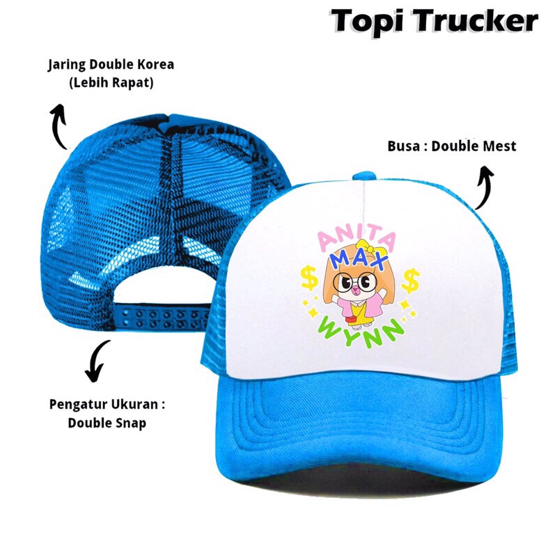 Stok baru Topi Trucker Anita Max Wynn  Biru Muda Putih