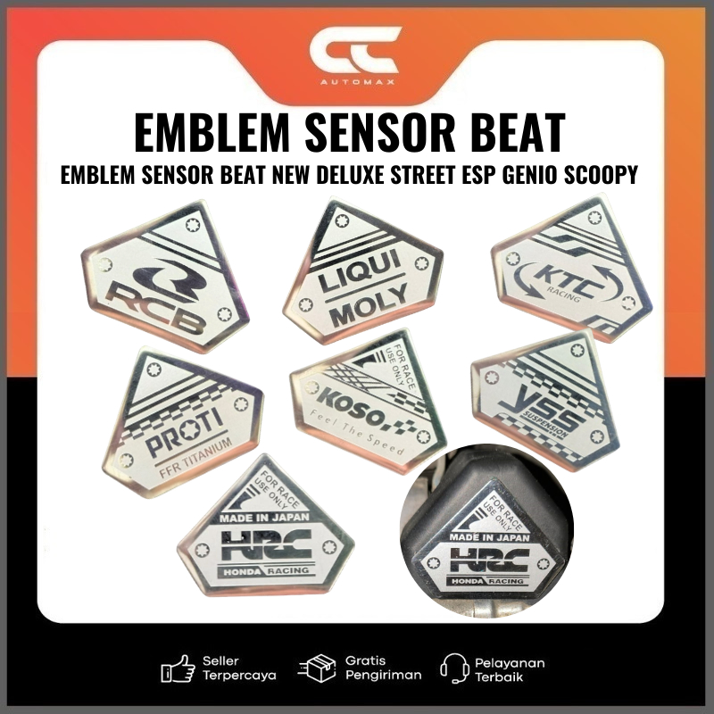 EMBLEM STAINLESS COVER SENSOR BEAT ESP DELUXE LED STREET GENIO SCOOPY NEW