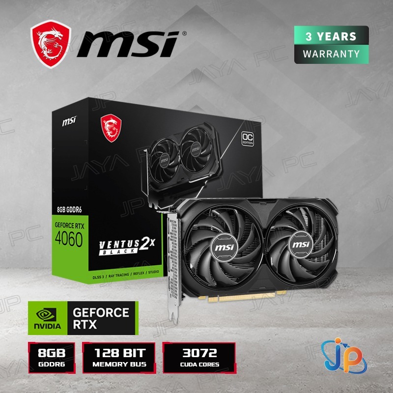 VGA MSI GeForce RTX 4060 Ventus 2X Black OC 8GB - 8 GB DDR6