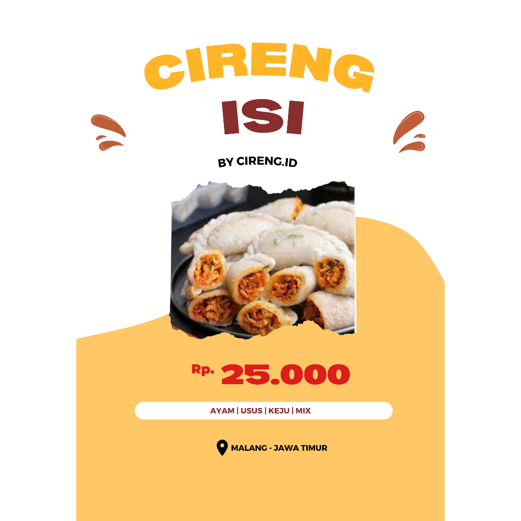 

Cireng Isi Ayam , Usus , Keju , Mix 10pcs per Pack