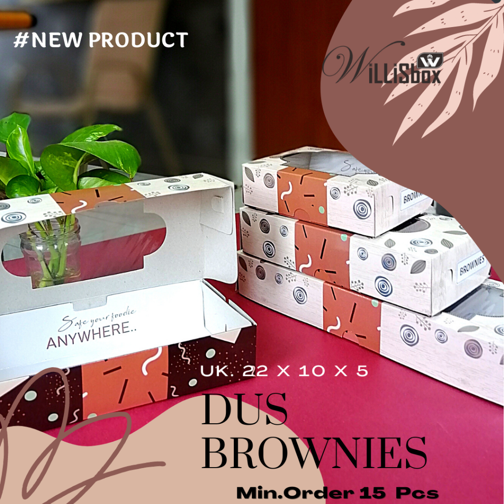 

Kotak Brownies 22x10x5 Motif + Tatakan Laminasi / Dus Brownies, Box Brownies, Box Fudgy Brownies